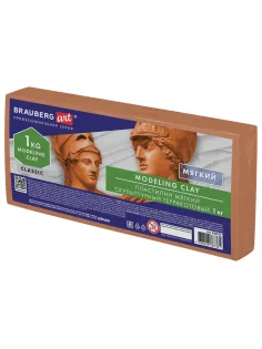 Пластилин скульптурный BRAUBERG ART CLASSIC, терракотовый, 1 кг, мягкий, 106523