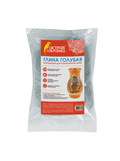 Глина для лепки голубая ОСТРОВ СОКРОВИЩ, 1 кг, порошковая, готовая, размачиваемая, 227139