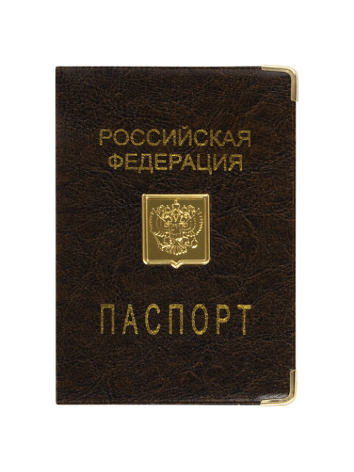 Обложка для паспорта, металлический шильд с гербом, ПВХ, ассорти, STAFF, 237579