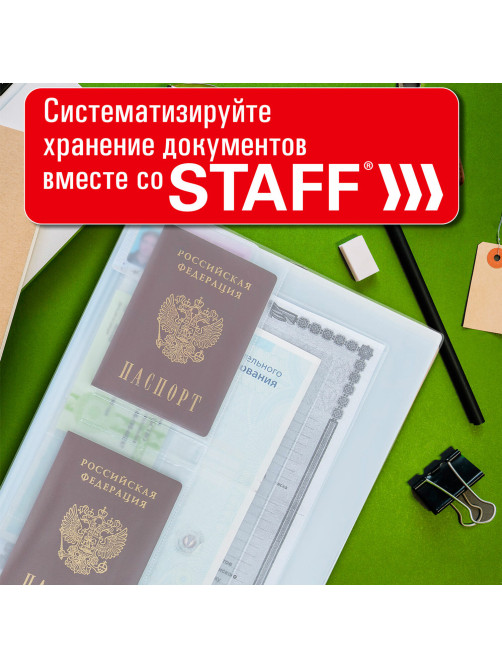 Папка-органайзер, обложка семейная для 1-го комплекта документов, А4, ПВХ, матовая, STAFF, 238337