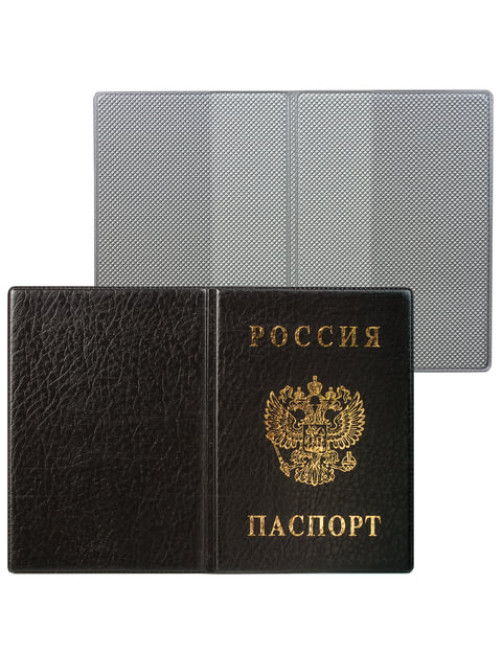 Обложка для паспорта с гербом, ПВХ, черная, ДПС, 2203.В-107