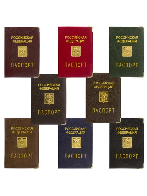Обложка для паспорта, металлический шильд с гербом, ПВХ, ассорти, STAFF, 237579
