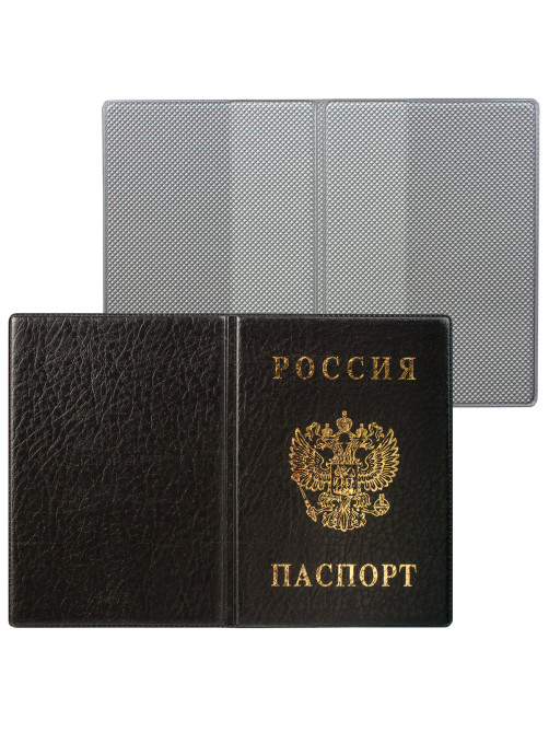 Обложка для паспорта с гербом, ПВХ, черная, ДПС, 2203.В-107