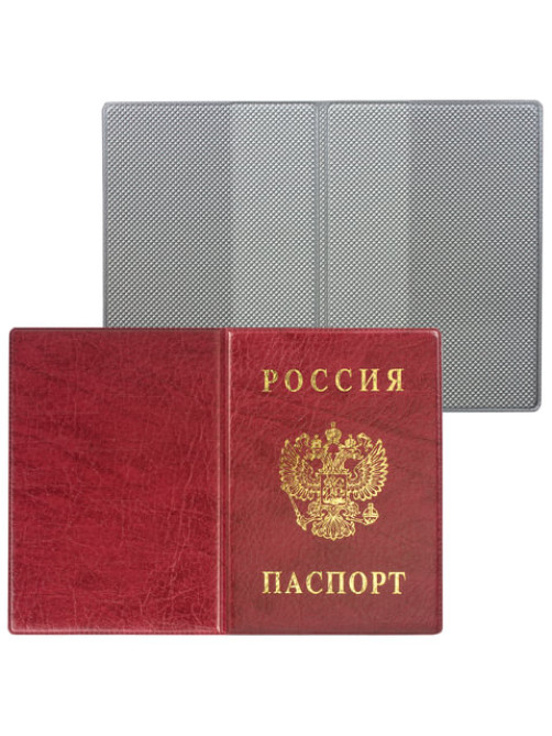Обложка для паспорта с гербом, ПВХ, бордовая, ДПС, 2203.В-103