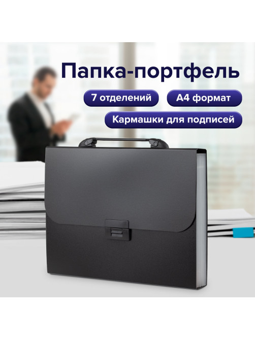 Папка-портфель пластиковая BRAUBERG 