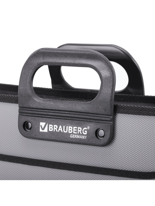 Папка-портфель пластиковая BRAUBERG ПРЕМЬЕР А4 (390х315х120 мм), 3 отделения, фактура 
