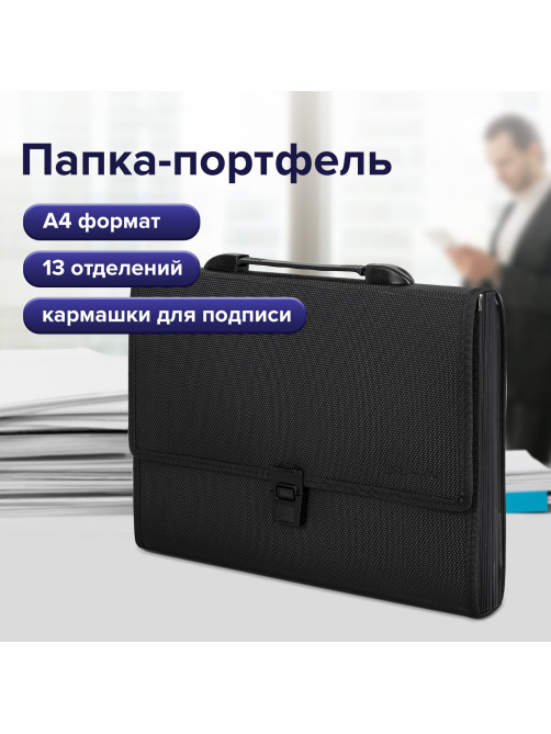 Папка-портфель пластиковая BRAUBERG 