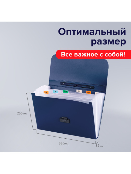 Папка-портфель пластиковая BRAUBERG 