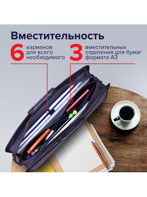 Папка-портфель пластиковая БОЛЬШОГО ФОРМАТА BRAUBERG 