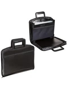 Папка-портфель пластиковая BRAUBERG А4+ (355х290х60 мм), выдвижные ручки, 9 отделений, 1 карман, черная, 225168