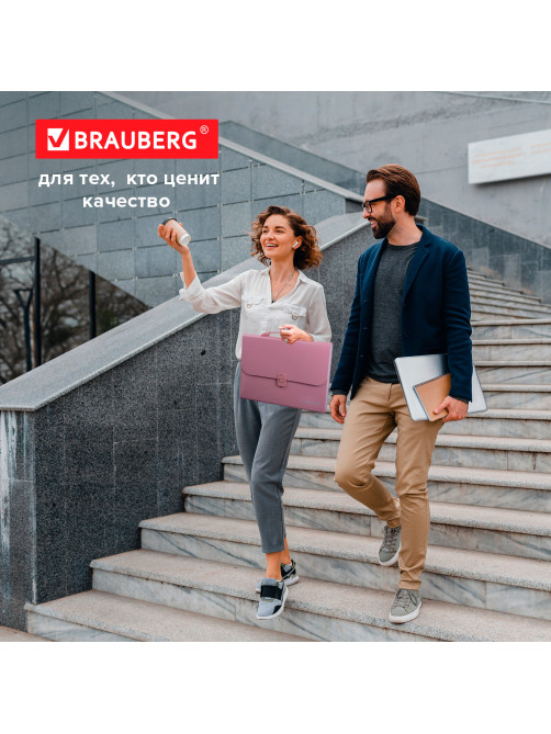 Папка-портфель пластиковая BRAUBERG А4 (327х254х30 мм), 13 отделений, розовая, 221441