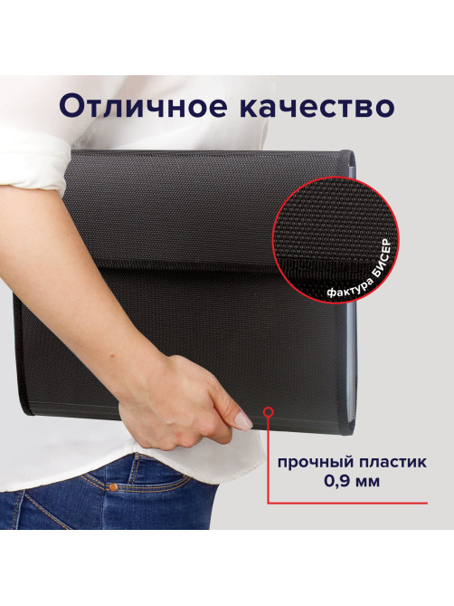 Папка для конференций BRAUBERG, А4, 6 отделений, черная, Россия, 226015