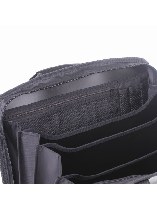 Папка-портфель пластиковая BRAUBERG А4+ (375х305х60 мм), 4 отделения, 2 кармана, серая, 228685