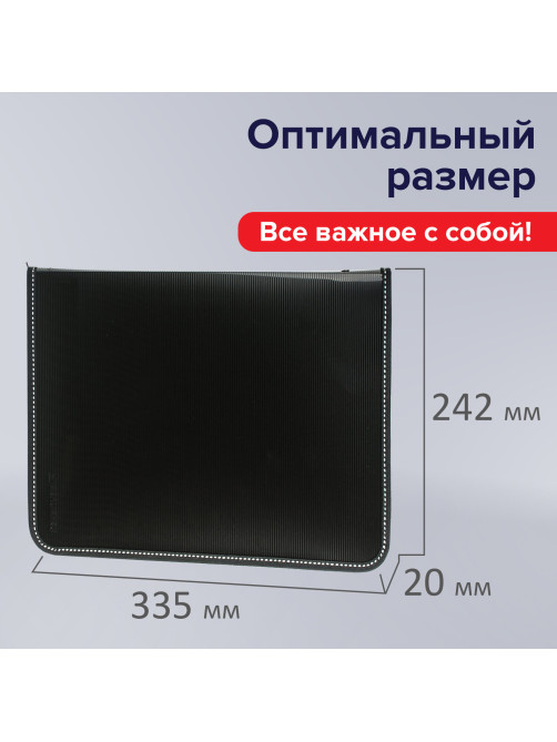 Папка на молнии пластиковая BRAUBERG 