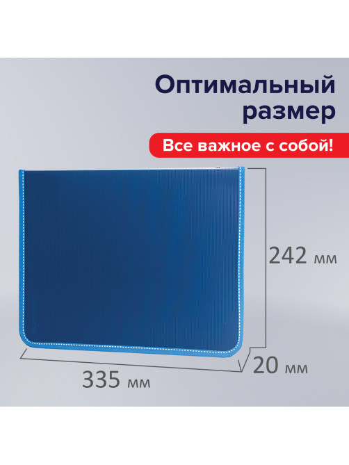 Папка на молнии пластиковая BRAUBERG 