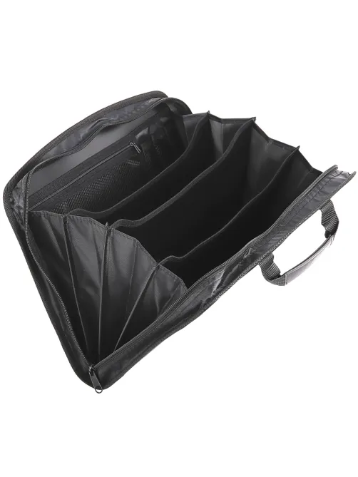 Папка-портфель пластиковая BRAUBERG А4+ (375х305х60 мм), 4 отделения, 2 кармана, на молнии, черный, 225169