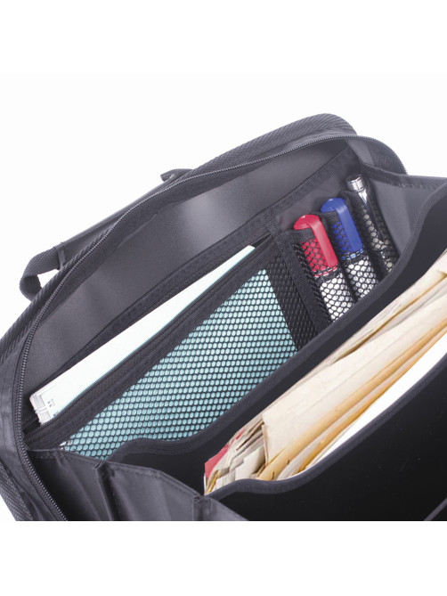 Папка-портфель пластиковая BRAUBERG А4+ (375х305х60 мм), 4 отделения, 2 кармана, серая, 228685