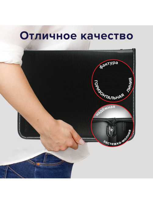Папка на молнии пластиковая BRAUBERG 