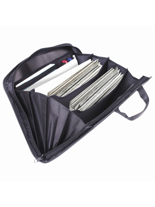 Папка-портфель пластиковая BRAUBERG А4+ (375х305х60 мм), 4 отделения, 2 кармана, серая, 228685