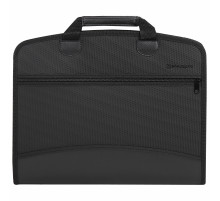 Папка-портфель пластиковая BRAUBERG А4+ (375х305х60 мм), 4 отделения, 2 кармана, на молнии, черный, 225169