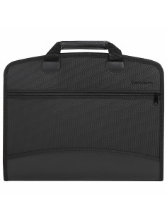 Папка-портфель пластиковая BRAUBERG А4+ (375х305х60 мм), 4 отделения, 2 кармана, на молнии, черный, 225169