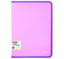 Папка объемная на молнии пластиковая BRAUBERG PASTEL, А4, 330х240 мм, 600 мкм, цвет лиловый, 271971