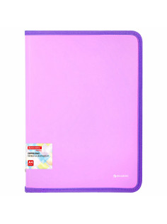 Папка объемная на молнии пластиковая BRAUBERG PASTEL, А4, 330х240 мм, 600 мкм, цвет лиловый, 271971