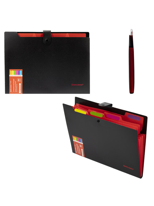 Папка-органайзер на кнопке 5 отделений, BRAUBERG 