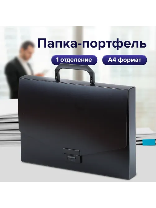 Папка-портфель пластиковая BRAUBERG 