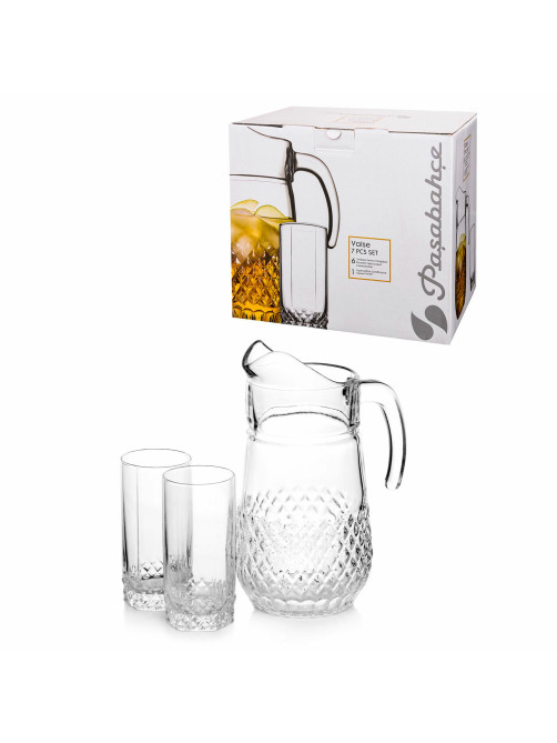 Набор столовый 7 предметов, кувшин 1250 мл + 6 стаканов 275 мл, стекло, PASABAHCE 