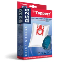 Мешок для пылесоса (пылесборник) синтетический TOPPERR BS20, BOSCH, SIEMENS, КОМПЛЕКТ 4 шт., 1401