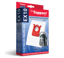 Мешок для пылесоса (пылесборник) синтетический TOPPERR EX10, ELECTROLUX, PHILIPS, КОМПЛЕКТ 4 шт., 1404