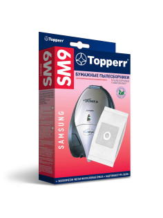 Мешок для пылесоса (пылесборник) бумажный TOPPERR SM9, SAMSUNG, КОМПЛЕКТ 5 шт., 1032