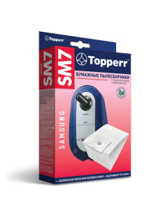 Мешок для пылесоса (пылесборник) бумажный TOPPERR SM7, SAMSUNG, КОМПЛЕКТ 5 шт., 1031