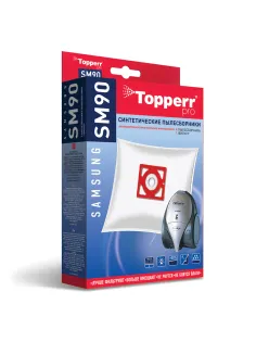 Мешок для пылесоса (пылесборник) синтетический TOPPERR SM 90, SAMSUNG, КОМПЛЕКТ 4 шт., 1407