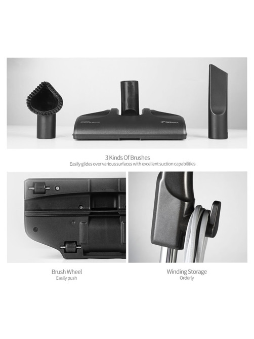 Пылесос вертикальный XIAOMI DEERMA DX115C, 2 в 1, потребляемая мощность 600 Вт, контейнер 1,2 л, черный