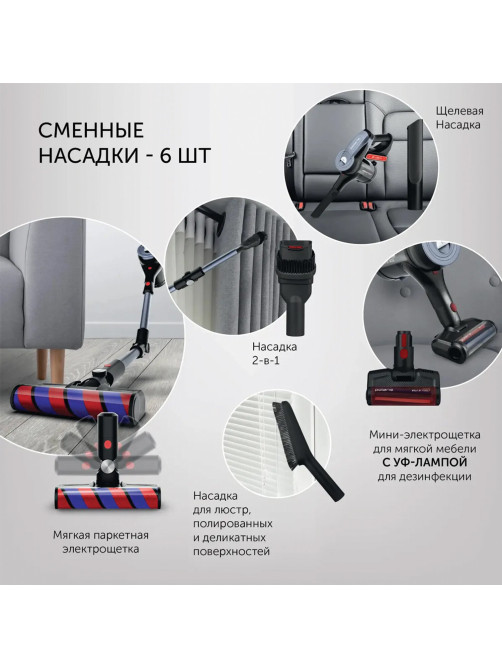 Пылесос вертикальный беспроводной POLARIS PVCS 7090 HandStickPRO Aqua, 7 в 1, потребляемая мощность 450 Вт, 0,6 л, 54309