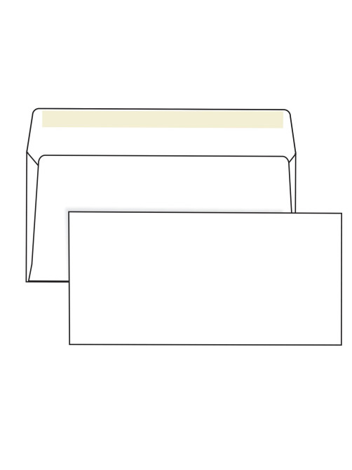 Конверты Е65 (110х220 мм), клей, 80 г/м2, КОМПЛЕКТ 1000 шт., 00075