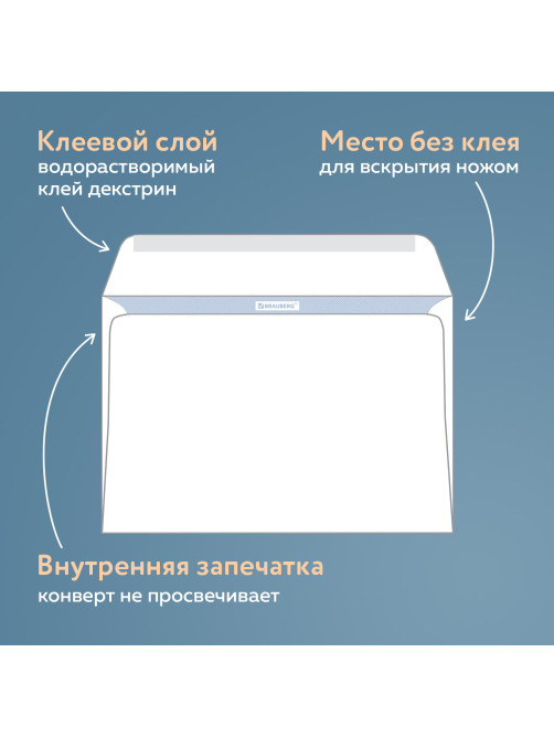 Конверты С4 (229х324 мм), клеевой слой, внутренняя запечатка, 90 г/м2, КОМПЛЕКТ 50 шт., BRAUBERG, 112176