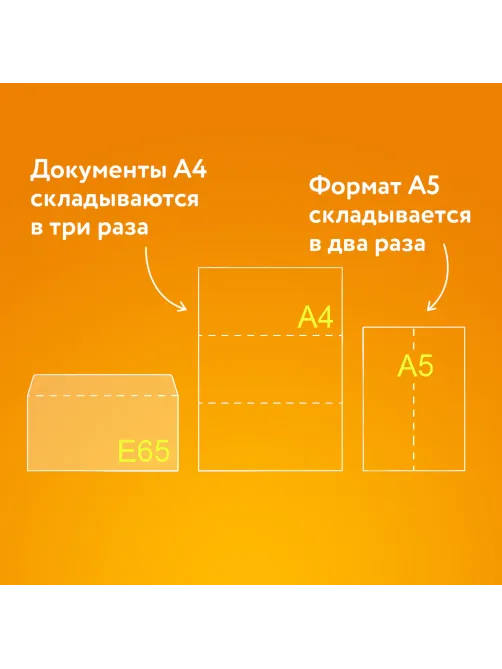 Конверты Е65 (110х220 мм), отрывная лента, 80 г/м2, КОМПЛЕКТ 1000 шт., 41623