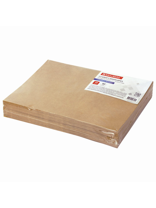 Конверты С5 (162х229 мм) КРАФТ, клей, 90 г/м2, КОМПЛЕКТ 50 шт., треугольный клапан, BRAUBERG, 112364