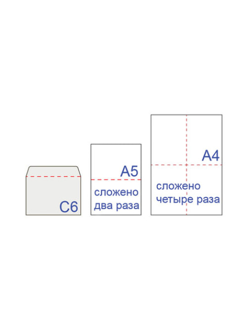 Конверты С6 (114х162 мм), клей, 80 г/м2, КОМПЛЕКТ 1000 шт., треугольный клапан, 76408