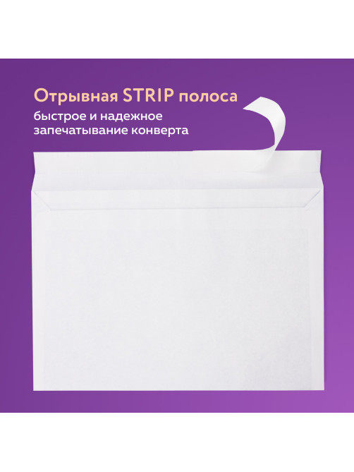 Конверты С4 (229х324 мм), отрывная лента, 100 г/м2, КОМПЛЕКТ 25 шт., BRAUBERG, 121852