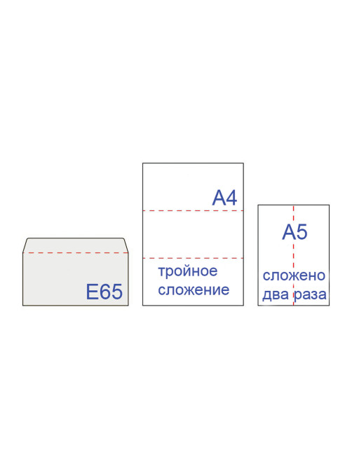 Конверты E65 (110х220 мм), отрывная лента, 80 г/м2, КОМПЛЕКТ 1000 шт., внутренняя запечатка, Е65.01С