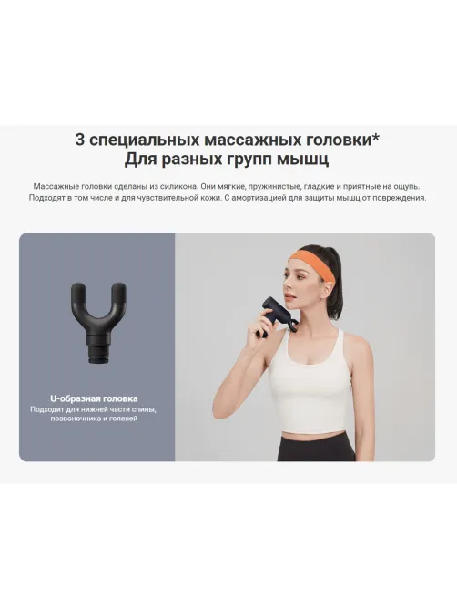 Массажный пистолет XIAOMI Massage Gun Mini, перкуссионный, 3 режима, 3 насадки, до 2500 об/мин, синий, BHR6083GL