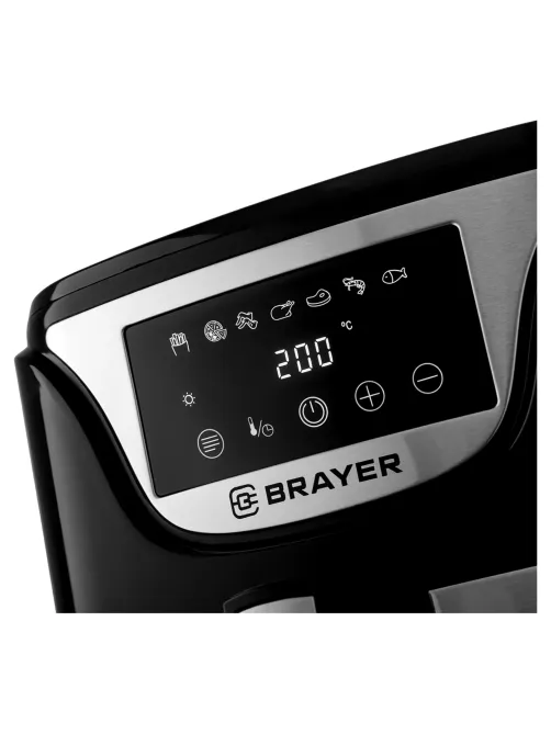 Аэрогриль BRAYER BR2037, 1500 Вт, 5 л, 7 программ, таймер, сенсорное управление, нержавеющая сталь