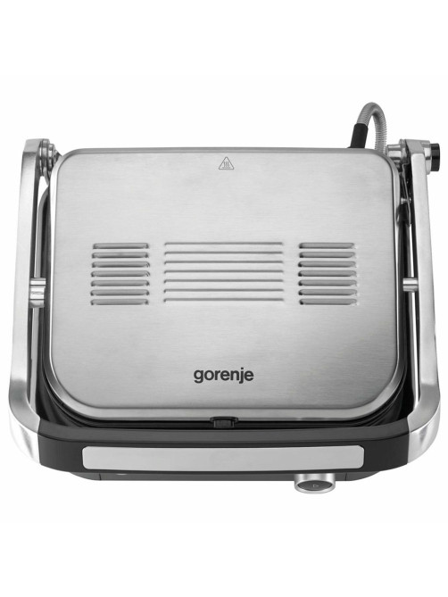 Электрогриль GORENJE GCG2100S, 2100 Вт, съемные панели, регулировка температуры, серебро/черный
