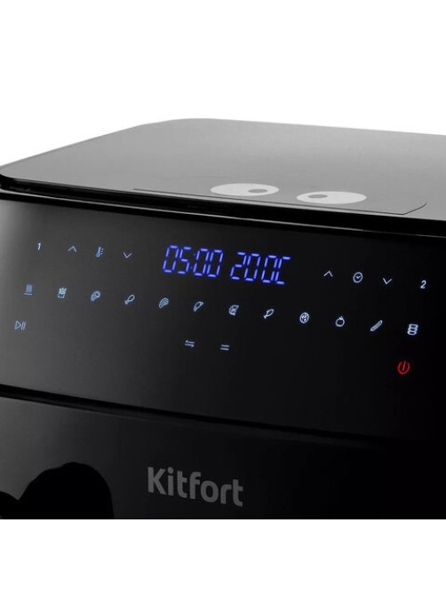 Аэрогриль KITFORT КТ-2250, 1750 Вт, 2х4,5 л, 12 программ, таймер, сенсорное управление, черный