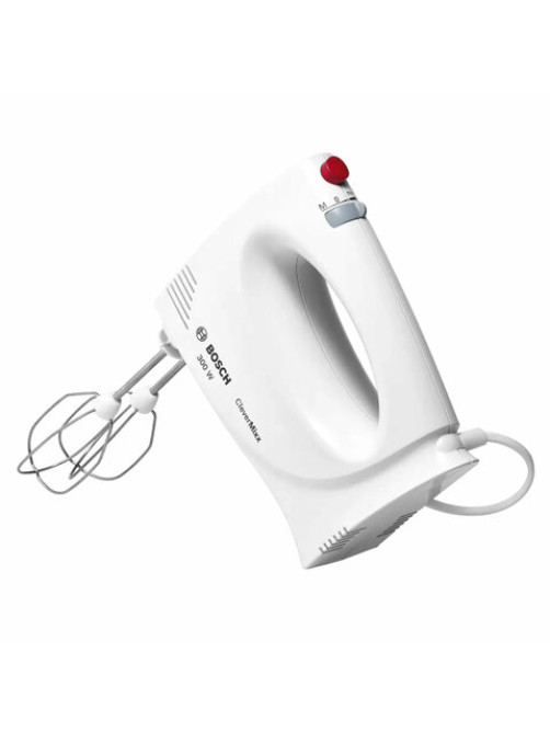 Миксер BOSCH MFQ3010, 300 Вт, 2 скорости, 2 венчика, 2 крюка для теста, белый
