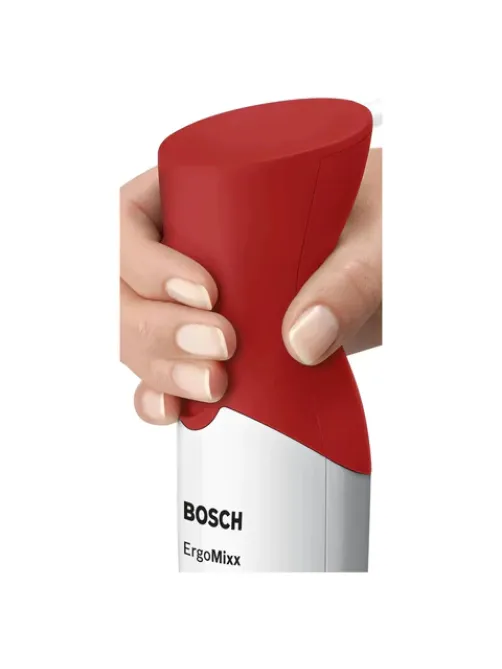 Блендер погружной BOSCH MSM64110, 450 Вт, 2 скорости, 1 насадка, стакан, белый/красный